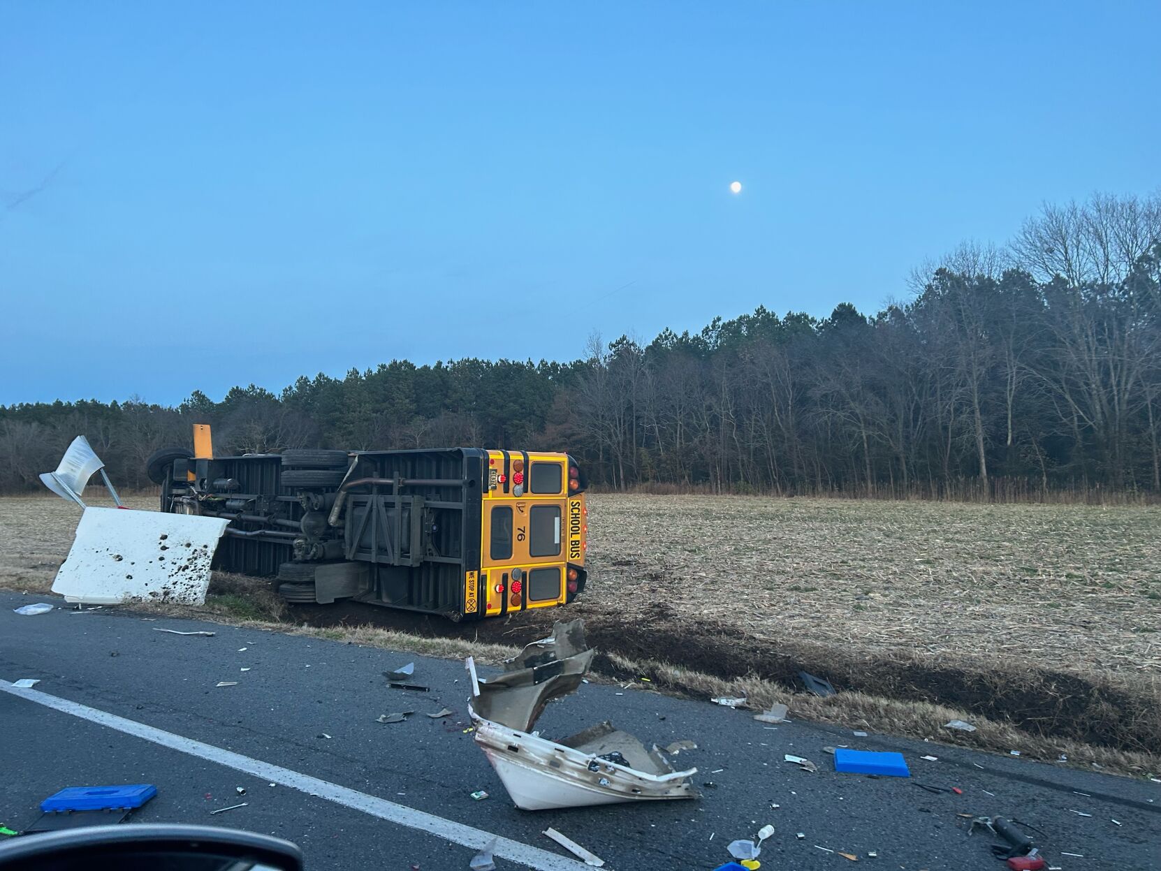 School Bus Flips Over Following Millsboro Crash